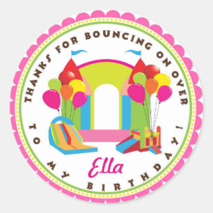 Bouncy House Girl Birthday Party Stickers