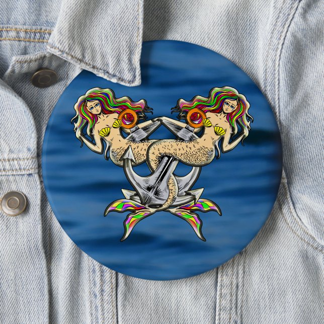 Bound Mermaids - Schönes Design für Meeresliebhabe Button (Beispiel)