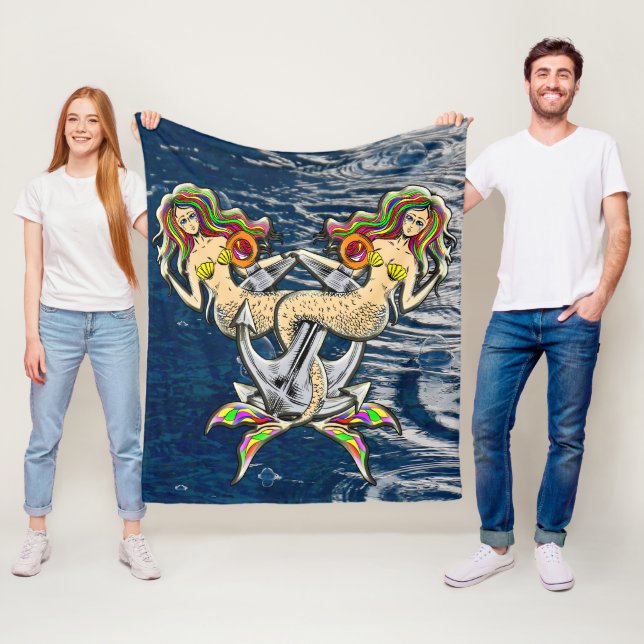 Bound Mermaids - Schönes Design für Meeresliebhabe Fleecedecke (Beispiel)