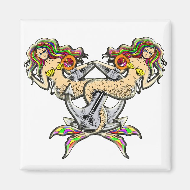 Bound Mermaids - Schönes Design für Meeresliebhabe Magnet (Vorne)