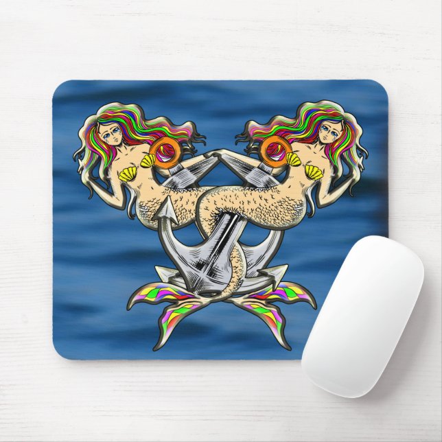 Bound Mermaids - Schönes Design für Meeresliebhabe Mousepad (Mit Mouse)