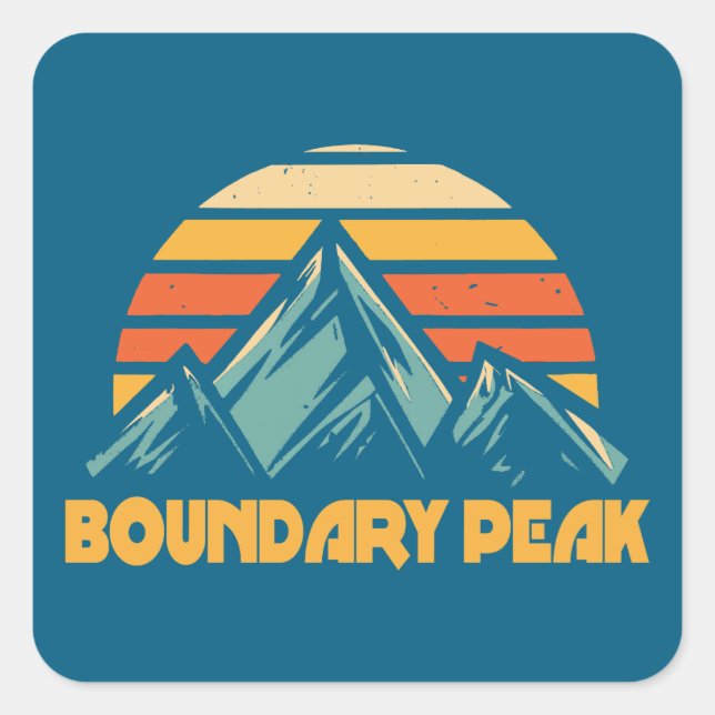 Boundary Peak Nevada Retro Turquoise Quadratischer Aufkleber (Vorderseite)