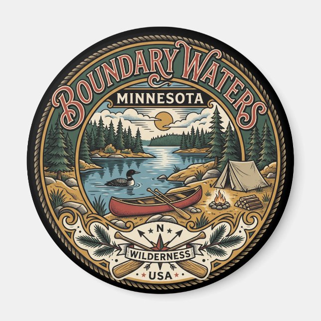 Boundary Waters Canoe Area Wilderness USA Magnet (Vorne)