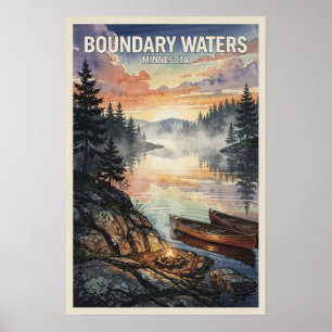 Boundary Waters Minnesota Vintage Reiseplakat Poster