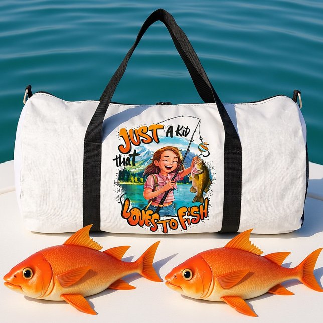 Bountiful Catch: Young Girl With Fish and Fishing  Duffle Bag (Von Creator hochgeladen)