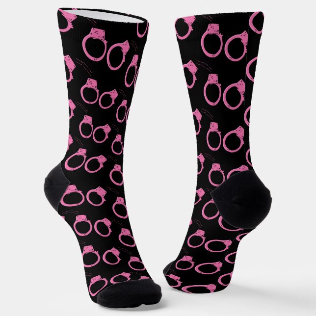 Bounty Junter Fun Rosa Handschellen drucken Socken (Gewinkelt)