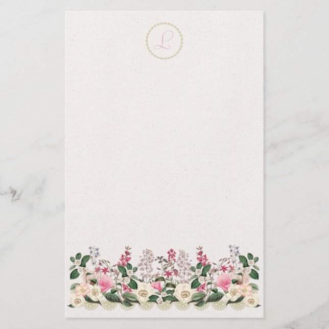 Bountyful Garden Elegante Monogram Stationierung Briefpapier (Vorderseite)