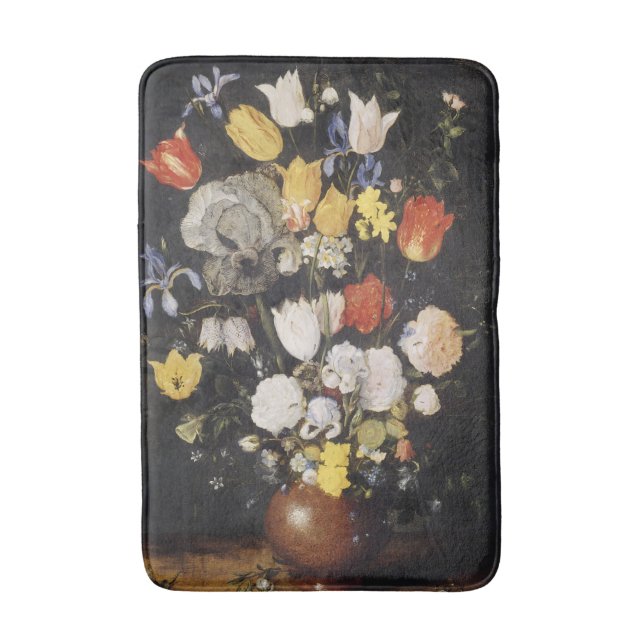 Bouquet aus Blume in einer Erdenware-Vase (1610) Badematte (Vorderseite Vertikal)