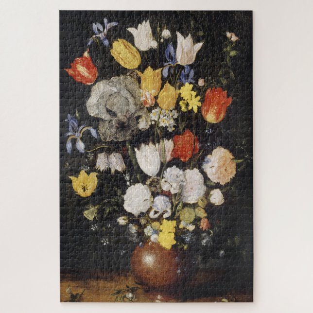 Bouquet aus Blume in einer Erdenware-Vase (1610) Puzzle (Vertikal)