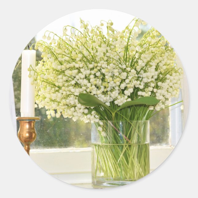 Bouquet aus Frühlingsblütenlilien des Tales Runder Aufkleber (Vorderseite)