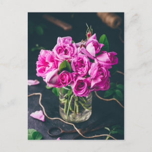 Bouquet aus kleinen, rosa Rose Postkarte