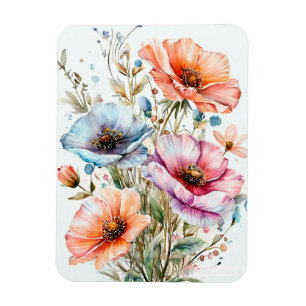 Bouquet aus mehrfarbigen Mohn-Aquarellen Magnet