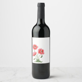Bouquet aus schönem Feld Mohnheft Weinetikett