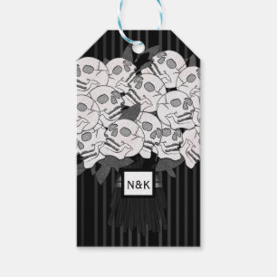 Bouquet aus Skull-Rose Schwarz-Weiß-Gastgeschenk Geschenkanhänger