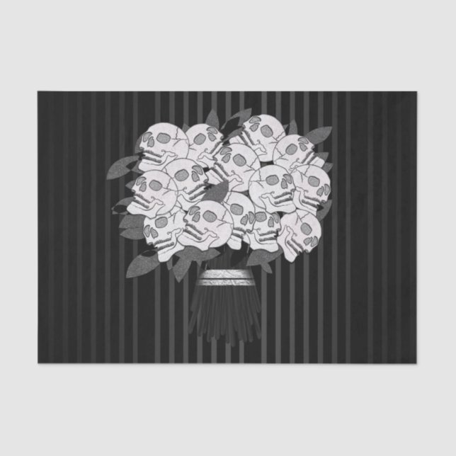 Bouquet aus Skull-Rose Schwarz-Weiß-Party Seidenpapier (Vorderseite)