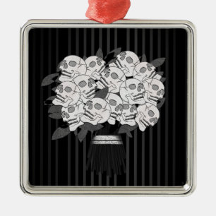 Bouquet aus Totenkopfrosen Schwarz & Weiß Ornament Aus Metall