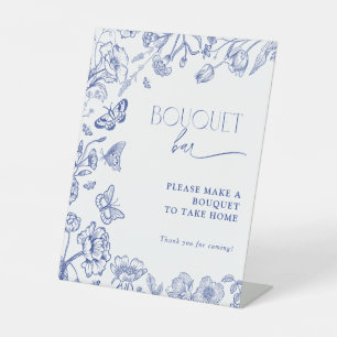 Bouquet Bar Something Blue Floral Brautparty Sockelschild