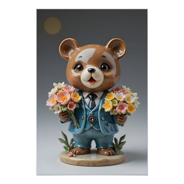 Bouquet Bear Figurine Poster (Vorderseite)