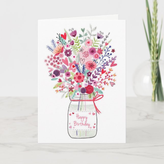 Bouquet Birthday Card Karte (Vorderseite)