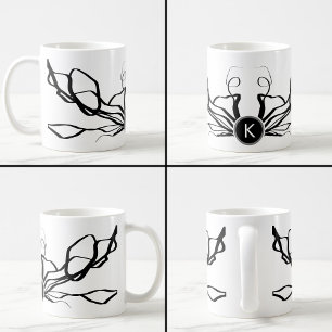 Bouquet Blanc: Abstrakt Weiß und Schwarz Kaffeetasse