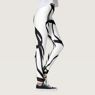 Bouquet Blanc: Abstrakt Weiß und Schwarz Leggings