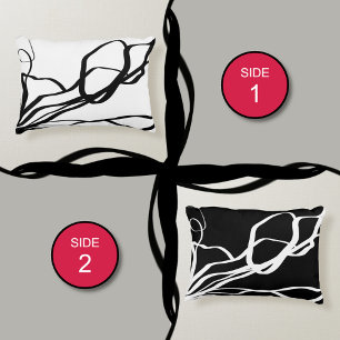 Bouquet Blanc & Noir: Abstrakt Weiß & Schwarz Dekokissen