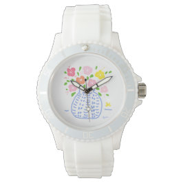Bouquet Blue und White Watch Armbanduhr