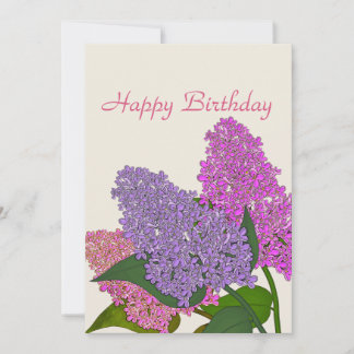 Bouquet blühender Lilaks. Happy Birthday Einladung