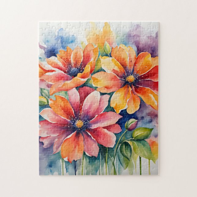 Bouquet-Blume Aquarell Puzzle (Vertikal)