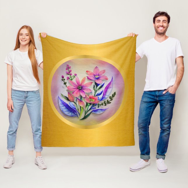 Bouquet-Blume in Aquarellfarben, farbenfroher Hint Fleecedecke (Beispiel)