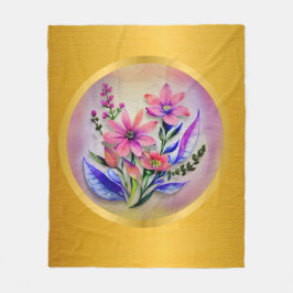 Bouquet-Blume in Aquarellfarben, farbenfroher Hint Fleecedecke