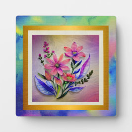 Bouquet-Blume in Aquarellfarben, farbenfroher Hint Fotoplatte