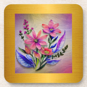 Bouquet-Blume in Aquarellfarben, farbenfroher Hint Getränkeuntersetzer