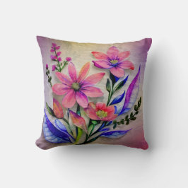 Bouquet-Blume in Aquarellfarben, farbenfroher Hint Kissen