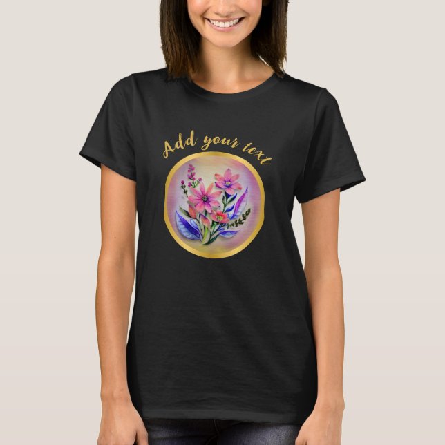 Bouquet-Blume in Aquarellfarben, farbenfroher Hint T-Shirt (Vorderseite)