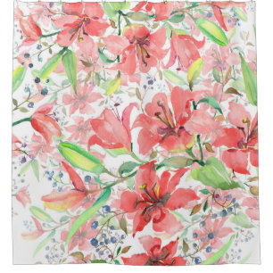 Bouquet botanische Blume mit Vogel. Wilde Quelle l Duschvorhang