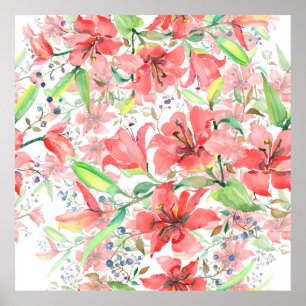 Bouquet botanische Blume mit Vogel. Wilde Quelle Poster