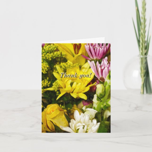 Bouquet Cheer Painterly Danke Karte (Vorderseite)