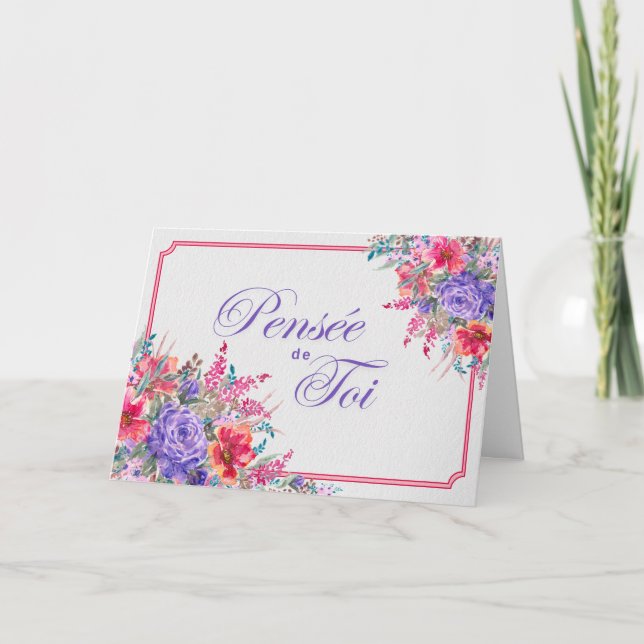 Bouquet de Rose en Pensant à Valle Card Karte (Vorderseite)