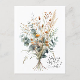 Bouquet der Blume Calligraphie Happy Birthday Postkarte