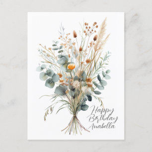 Bouquet der Blume Calligraphie Happy Birthday Postkarte
