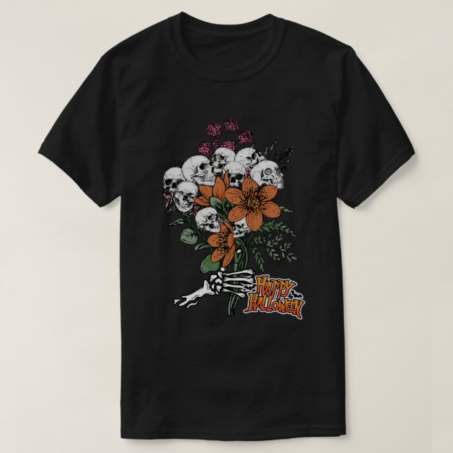 Bouquet der Blume Happy Halloween T-Shirt (Design vorne)