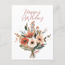 Bouquet der Blume Individuelle Name Happy Birthday Postkarte