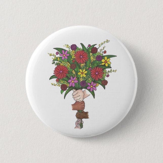Bouquet der Blume Kinder Lehrerin Wertschätzung Button (Vorderseite)