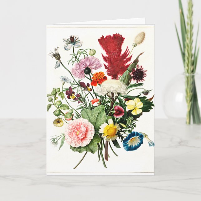 Bouquet der Blume Vintage Illustration Karte (Vorderseite)