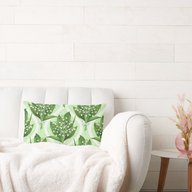 Bouquet der Lilie des Tales Blume auf grün Lendenkissen (Liege)