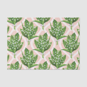 Bouquet der Lilie des Tals Blume auf rosa Seidenpapier