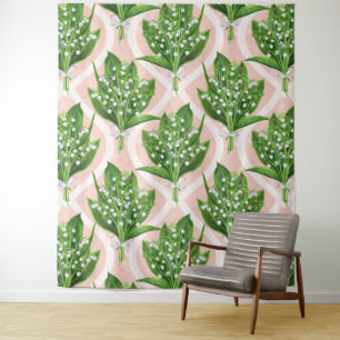 Bouquet der Lilie des Tals Blume auf rosa Wandteppich