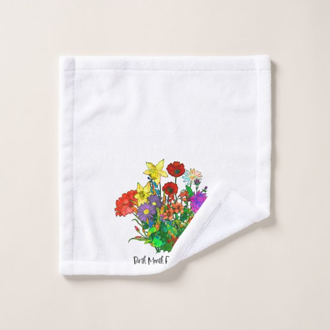 Bouquet der monatlichen Blume Badhandtuch Set (Waschlappen)