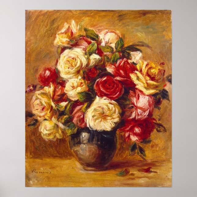 Bouquet der Rose, Auguste Renoir Poster (Vorne)
